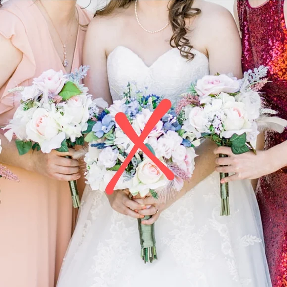 Bridal Decor, Wedding Bouquets - 5 Bridesmaids Bouquets, 3 Boutonnieres - Picture 5 of 6